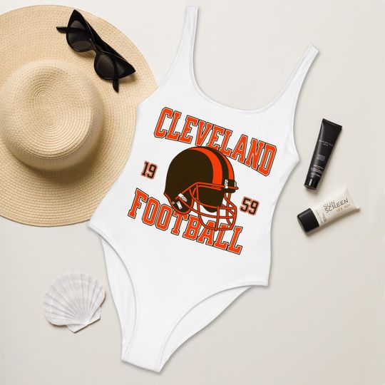 Discover Cleveland Football Womens Swimsuit, Game Day Swimwear, Beach Party Swimsuit