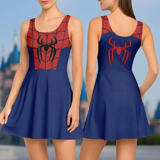 Spider-Man Skater Dress, Spiderman Cosplay Costume, Spider Man Women Dress, Spidey Dress, Superhero Cartoon Casual Dress, Gift For Her