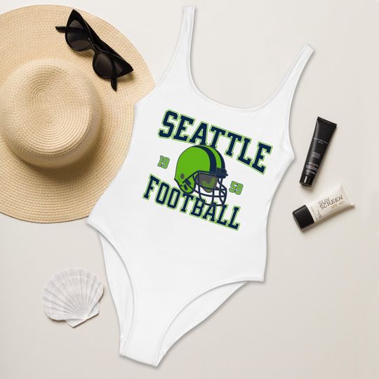 Seattle Football Womens Swimsuit, Game Day Swimwear, Beach Party Swimsuit