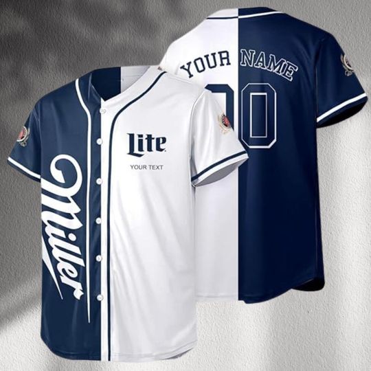 Discover Miller Lite Baseball Jersey: Navy & White, Custom Name/Number