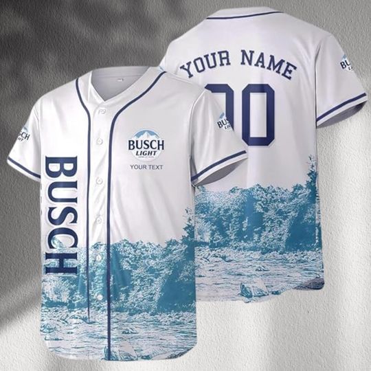 Discover Light Beer Baseball Jersey: River Landscape, Custom Name & Number