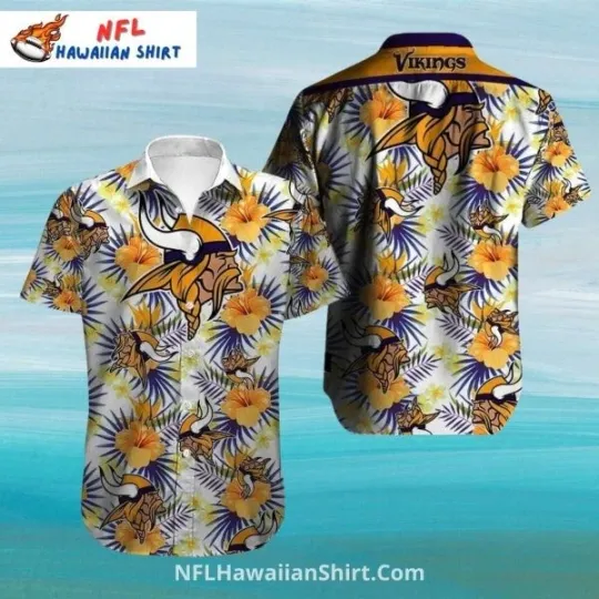 Discover White Gold Floral Tropical Minnesota Football Hawaiian Shirt, Gift for Fan