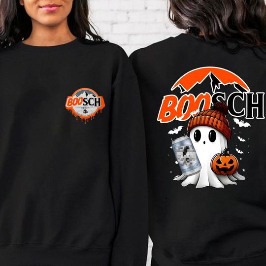 Discover Boosch Light Halloween Boo Ghost Pumpkin 2 Sided Shirt, Boosh Ghost Hoodie, Funny Beer Halloween Sweatshirt