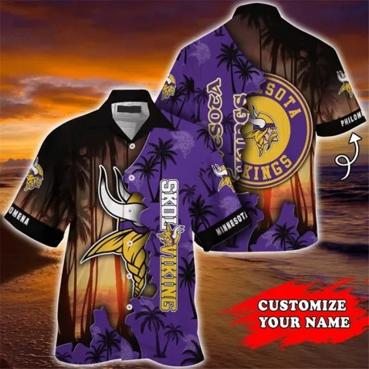 Minnesota Football Hawaiian Shirt Tropical Island Personalized, Gift for Fan