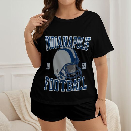 Discover Indianapolis Football Pajamas Shorts Set, Womens Game Day Pajamas, Cute Football Pajamas Set, Gift for Football Fan