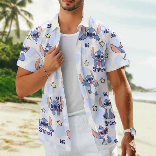 Stitch Button Shirt, Lilo And Stitch Hawaiian Shirt, Disney Trip Shirt, Magic Kingdom Shirt, Family Vacation Shirt, Gift For Friends