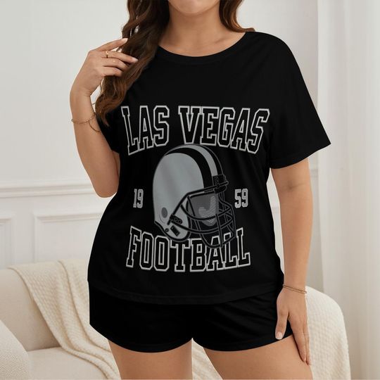 Las Vegas Football Pajamas Shorts Set, Womens Game Day Pajamas, Cute Football Pajamas Set, Gift for Football Fan