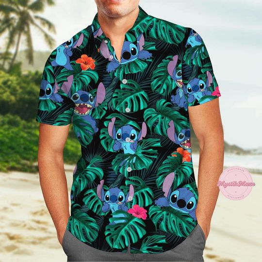 Discover Lilo And Stitch Button Shirt, Magic Kingdom Hawaiian Shirt, Cartoon Movie Shirt, Family Vacation Shirt, Disney Trip Shirt, Gift For Fan