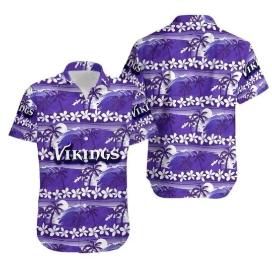 Discover Minnesota Football Palm Waves Hawaiian Shirt Summer Aloha Full Size, Gift for Fan