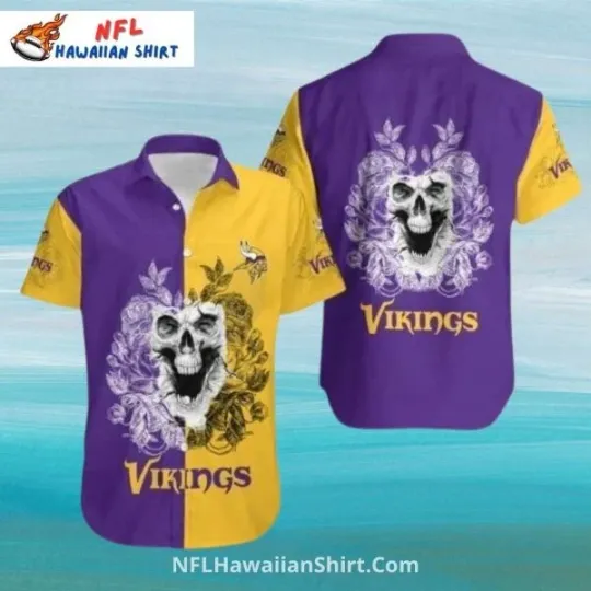Discover Minnesota Football Skull Floral Aloha Hawaiian Shirt – Gothic Style, Gift for Fan