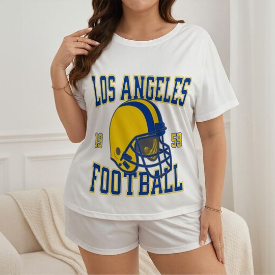 Discover Los Angeles Football Pajamas Shorts Set, Womens Game Day Pajamas, Cute Football Pajamas Set, Gift for Football Fan