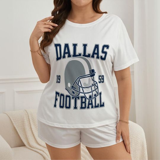 Discover Dallas Football Pajamas Shorts Set, Womens Game Day Pajamas, Cute Football Pajamas Set, Gift for Football Fan