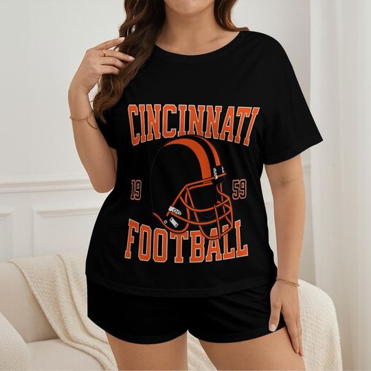 Discover Cincinnati Football Pajamas Shorts Set, Womens Game Day Pajamas, Cute Football Pajamas Set, Gift for Football Fan