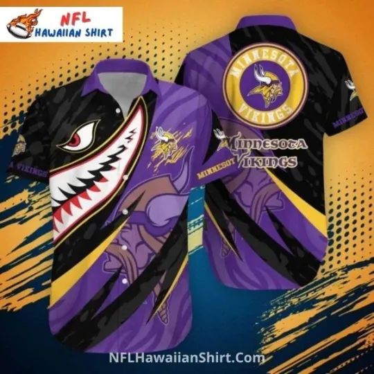 Bold Shark Graphic Minnesota Football Aloha Hawaiian Shirt, Gift for Fan