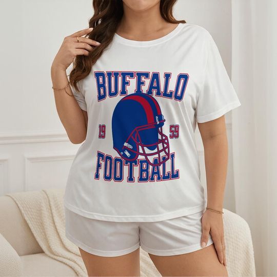 Discover Buffalo Football Pajamas Shorts Set, Womens Game Day Pajamas, Cute Football Pajamas Set, Gift for Football Fan