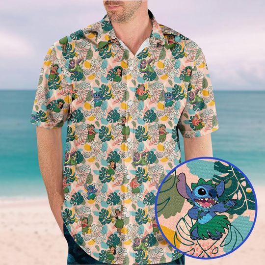 Discover Lilo And Stitch Button Shirt, Stitch Movie Hawaiian Shirt, Disney Stitch Tropical Shirt, Disneyland Vacation Shirt, Disney World Gifts