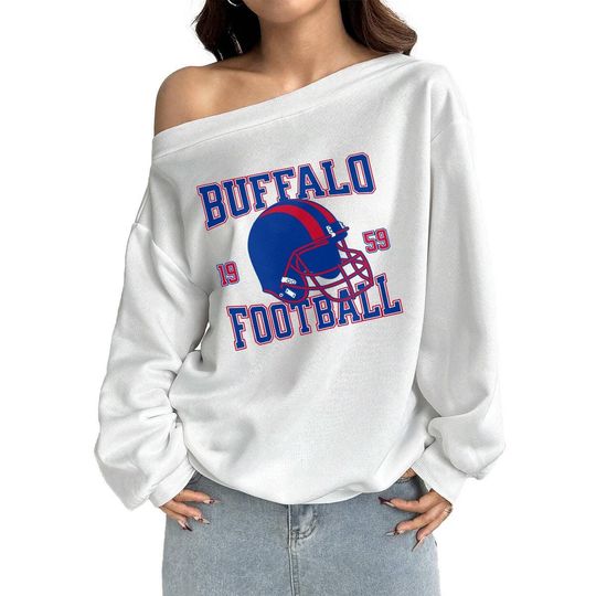 Buffalo Football Sweatshirt, Womens Off The Shoulder Sweatshirt, Cute Game Day Outfit, Tailgate Outf