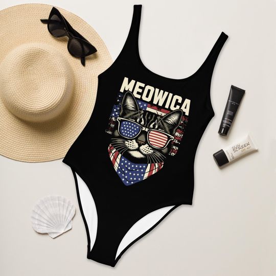 Discover Fourth of July One Piece Swimsuit, USA Flag Bathing Suit, Patriotic Swimwear, Red White And Blue Swimsuit, Independence Day Outfit