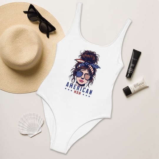 Discover USA One Piece Swimsuit, Fourth of July Bathing Suit, American Flag Swimwear, Stars And Stripes Swimsuit, Summer Pool Party Look
