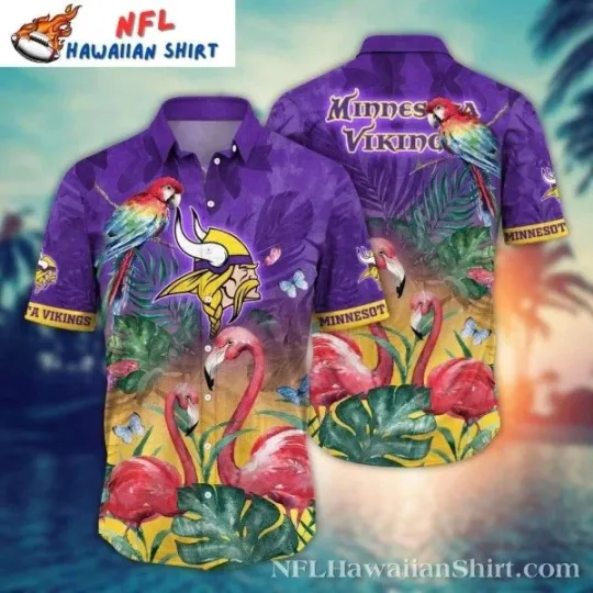 Discover Exotic Birds And Flora Minnesota Football Tropical Hawaiian Shirt, Gift for Fan