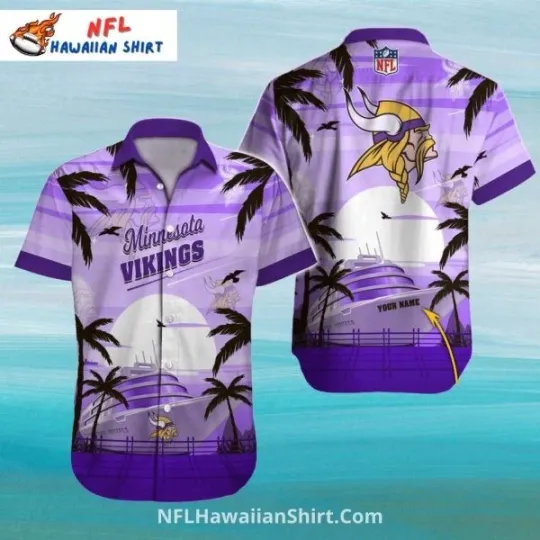 Cruise Ship And Palms Minnesota Football Aloha Hawaiian Shirt, Gift for Fan