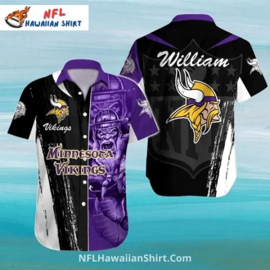 Discover Black And Purple Warrior Minnesota Football Hawaiian Shirt, Gift for Fan