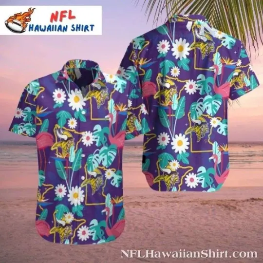 Discover Floral Touchdown Minnesota Football Botanical Print Hawaiian Shirt, Gift for Fan