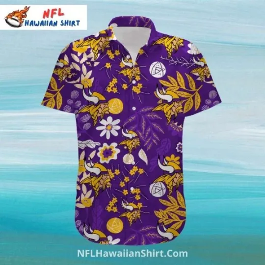 Floral And Symbolic Minnesota Football Hawaiian Shirt, Gift for Fan