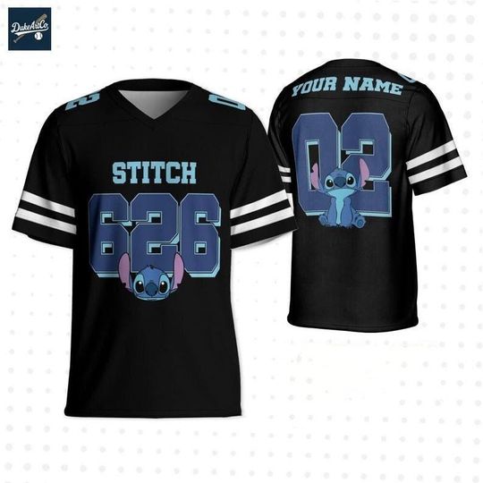 Discover Personalized Disney Stitch Football Jersey  Custom Funny Black Jersey for Adults  Disney Outfit Collection, Choose Your Style