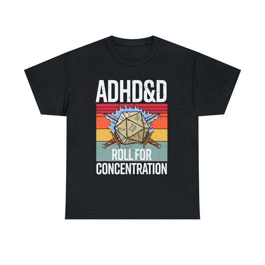 Discover Retro Vintage ADHD&D Roll For Concentration Funny Gamer T-Shirt