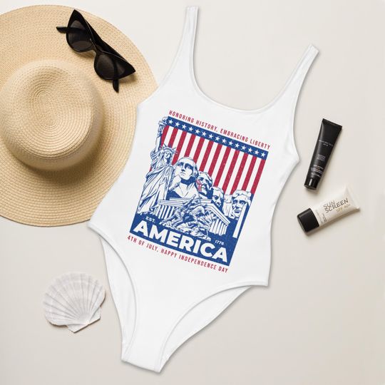 Fourth of July Swimsuit, USA Flag Swimsuit, Patriotic Swimwear, Independence Day Outfit, Gift for Women