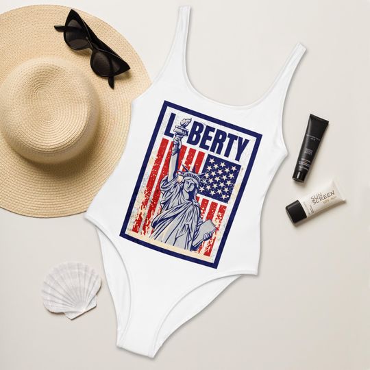 Fourth of July Swimsuit, USA Flag Swimsuit, Patriotic Swimwear, Independence Day Outfit, Gift for Women