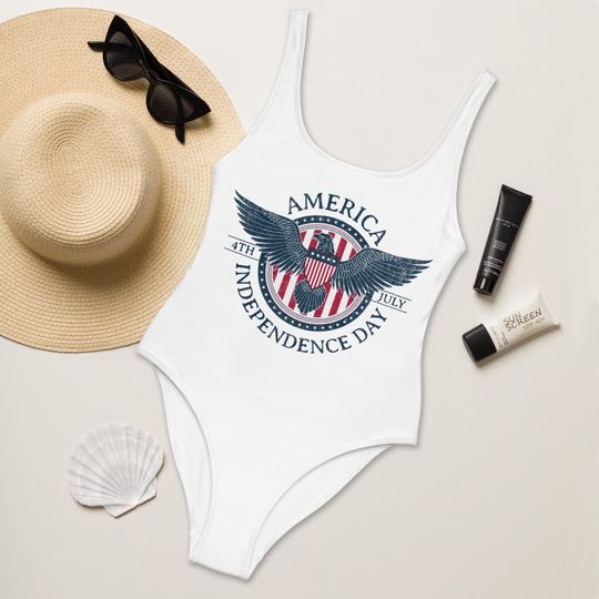 Discover Fourth of July Swimsuit, USA Flag Swimsuit, Patriotic Swimwear, Independence Day Outfit, Gift for Women
