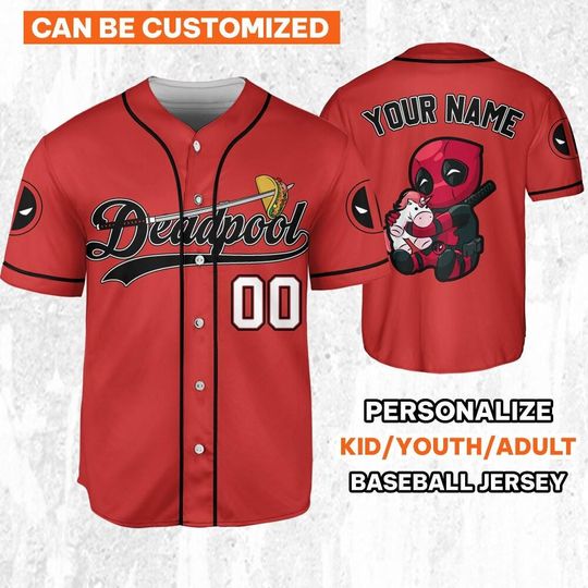Discover Personalized Deadpool Love Unicorn Red, Wolverine And Deadpool Shirt, Hero Sport Shirt, Marvel Matching Baseball Team Outfit