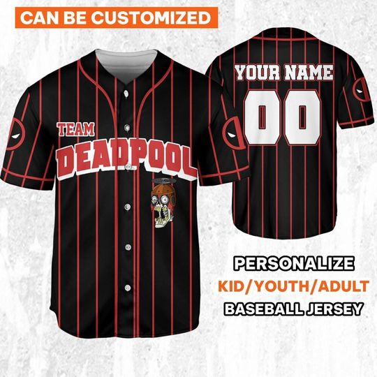 Discover Personalize Deadpool Team Deadpool Striped, Wolverine And Deadpool Shirt, Hero Sport Shirt, Marvel Matching Baseball Team Outfit