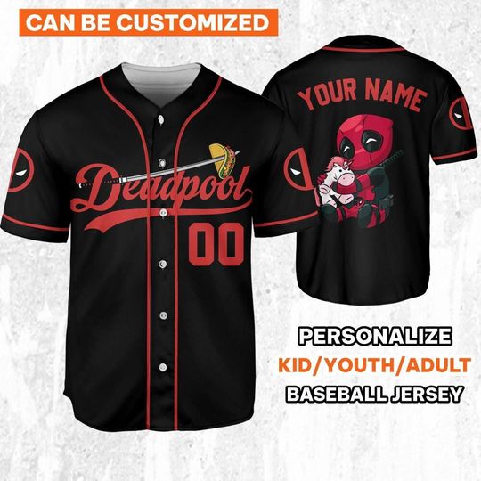 Personalized Deadpool Love Unicorn, Wolverine And Deadpool Shirt, Hero Sport Shirt, Marvel Matching Baseball Team Outfit