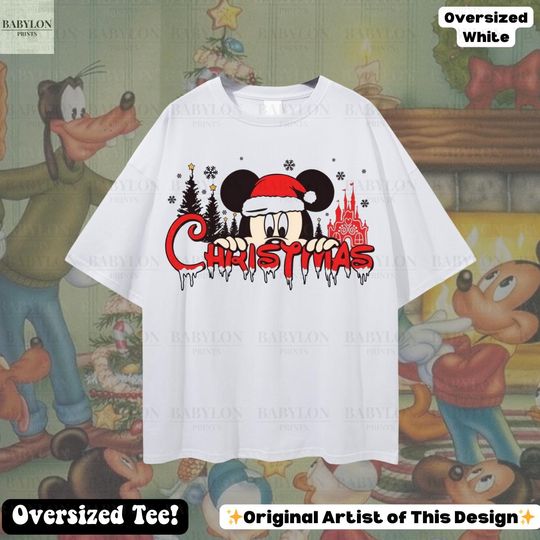 Discover Oversized Disney Mickey Christmas Shirt: Mickey Mouse Holiday Tee, Disneyland Christmas Shirt, Cute Mickey Christmas Tee, Disneyworld Tee