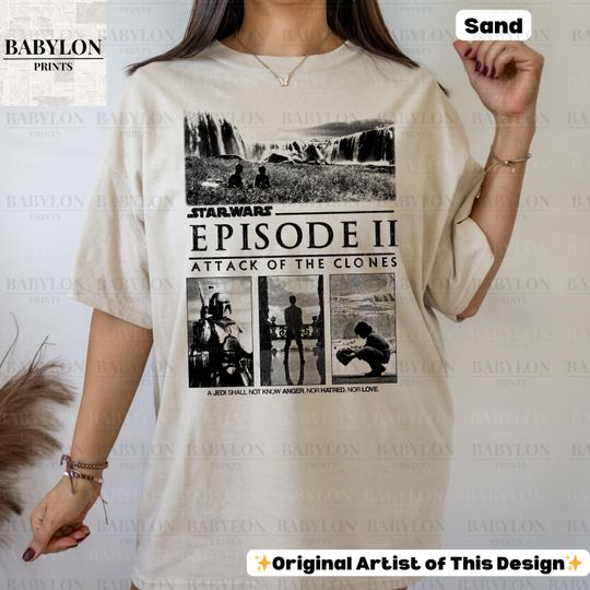 Vintage Star Wars Attack of The Clones T-Shirt Anakin Padme Movie Poster