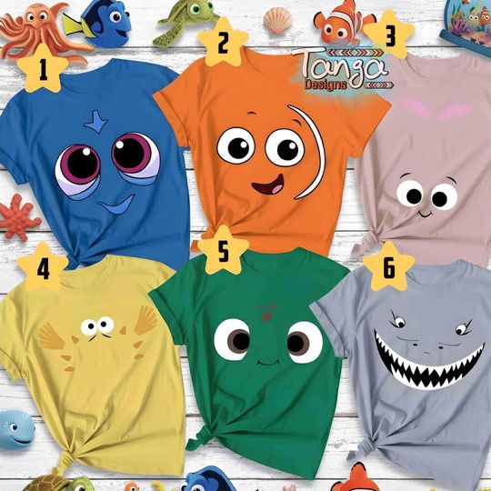 Disney Pixar Finding Nemo Costume Halloween Matching Shirt, Nemo And Dory Tee, Disneyland Family Matching Halloween Party Group 2025 Tee