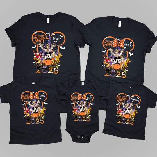 Discover TSHIRT (1900) Personalised Disney Halloween T-Shirt 2025, Matching Group Costume Outfits, Trick or Treat Mickey Minnie Halloween Party Shirt