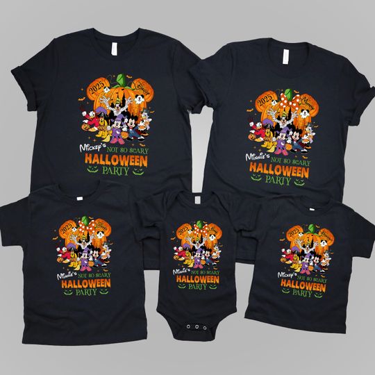 Discover TSHIRT (1901) Personalised Disney Halloween T-Shirt 2025, Matching Group Costume Outfits, Trick or Treat Mickey Minnie Halloween Party Shirt