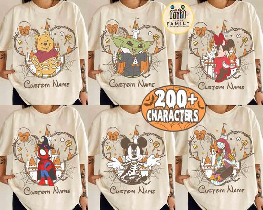 Discover Vintage Disneyland Halloween All Characters Shirts, Mickey And Friends Halloween Shirt, Halloween Party, Disney Family Halloween Shirts