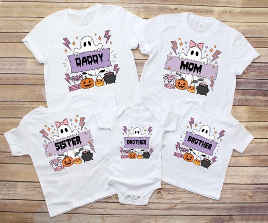 Discover Custom Family Halloween Ghost Shirts | Matching Family Spooky Season Tees | Grandma Grandpa Mom Daddy Brother Apparel, Halloween Family Gift