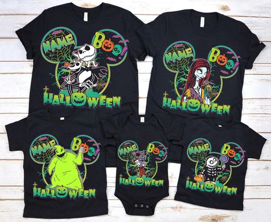 Discover Custom Nightmare Before Christmas Characters Group Shirt, Disney Halloween T-Shirt, Disneyland Halloween Tee, Disney Family Matching Shirt
