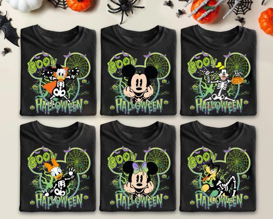 Discover Vintage Disney All Characters Halloween Shirt, Mickey & Friends Costume Tee, Disney Family Trip 2025 Matching Halloween Shirt