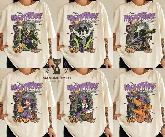 Nightmare on Main Street Halloween Shirt, Matching Group Disney Halloween Shirt, Halloween Family Matching Outfit, Halloween Costume Shirt