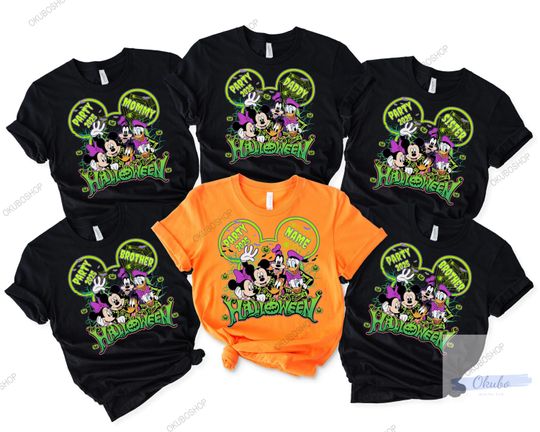 Discover Vintage Mickey's Not So Scary Halloween Party 2025 All Characters Skeleton Shirt, Disney Halloween Shirt, 2025 Halloween Disney Family Shirt