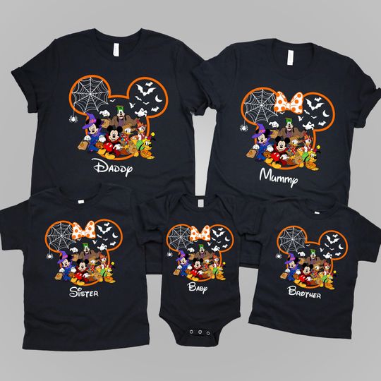 Discover TSHIRT (2091) Personalised Disney Halloween T-Shirt, Matching Group Costume Outfits, Boo Trick or Treat Mickey Minnie Halloween Party Shirt