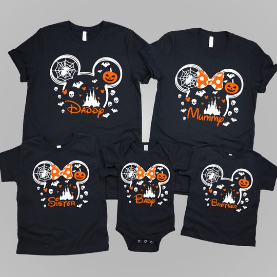 Discover TSHIRT (2090) Personalised Disney Halloween T-Shirt, Matching Group Costume Outfits, Boo Trick or Treat Mickey Minnie Halloween Party Shirt