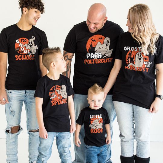 Discover Matching Family Halloween Ghost Shirts: Retro Cartoon Tees